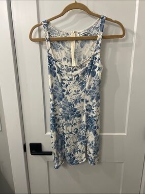 Reformation Cream and Blue Floral Slip Dress